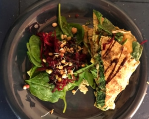 Caribbean Twist galette with side salad.